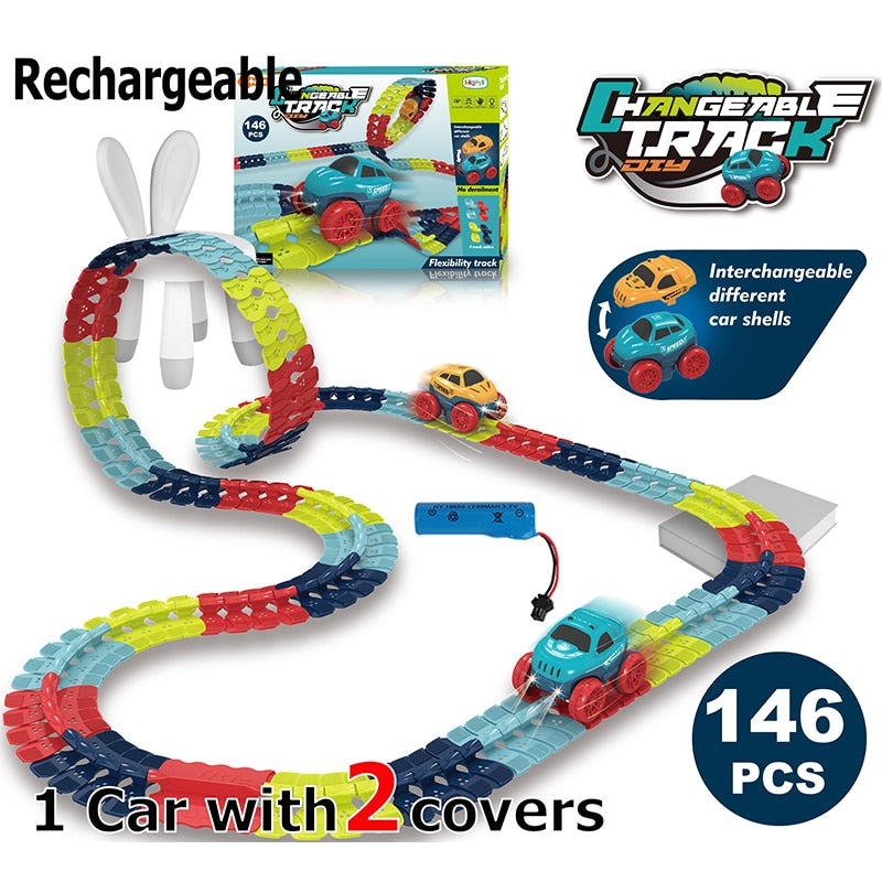 Track Cars with Light-Up Race Set