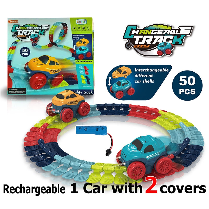 Track Cars with Light-Up Race Set