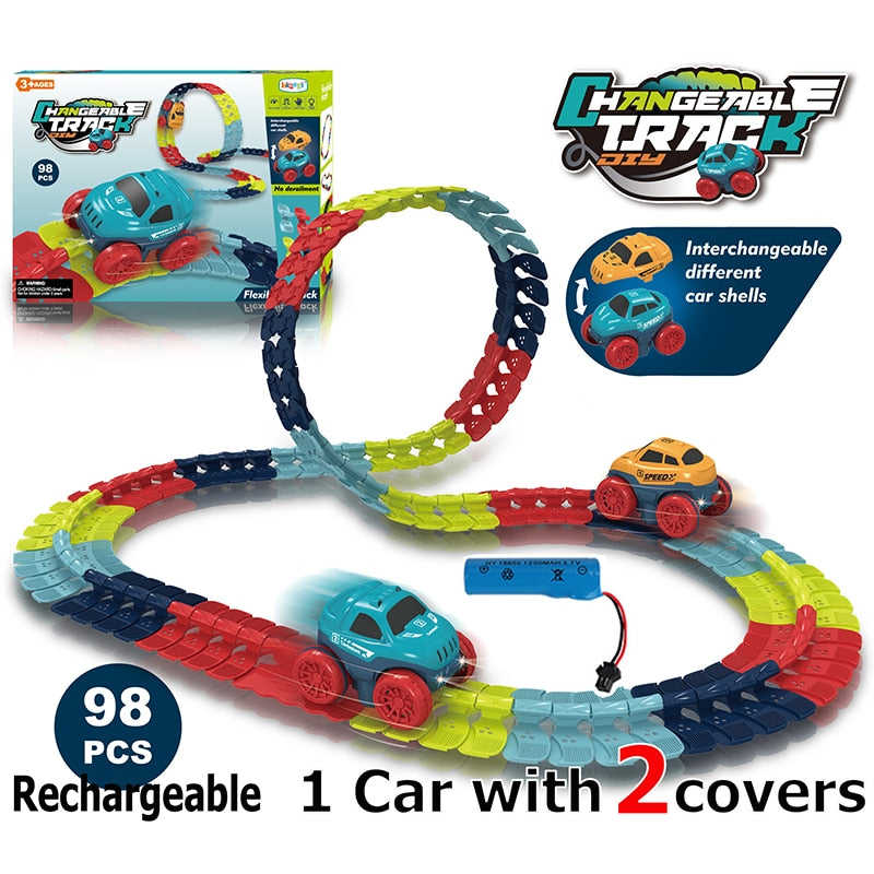 Track Cars with Light-Up Race Set